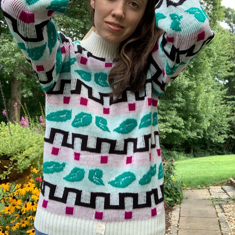 NWT Vintage 1980s Deadstock Teaser Plant Sweater - Picture 1 of 10